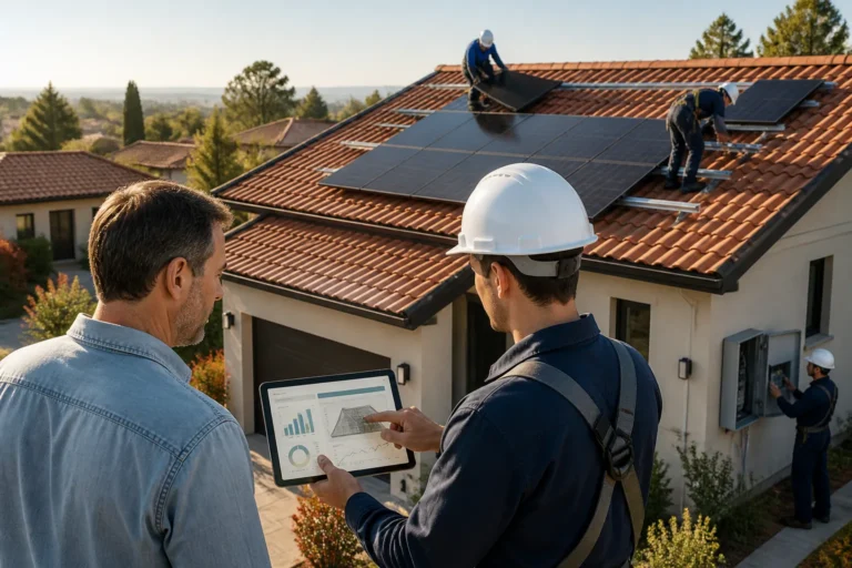 Installation de panneaux solaires sur une maison